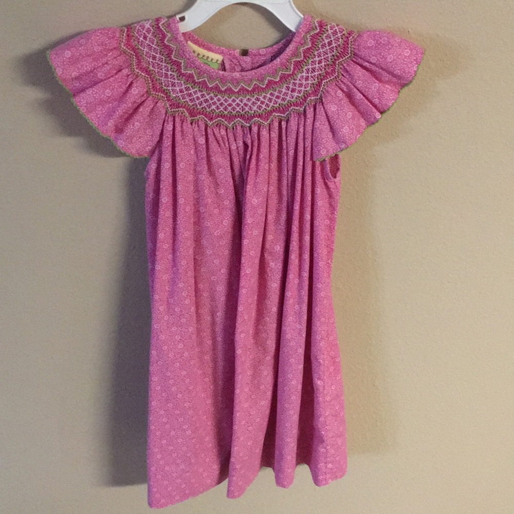 Pink Smocked Smocking Le’Za Me Floral Dress 4T